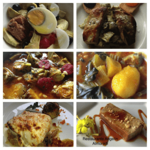 Jornadas de la Alcachofa de la Vega Baja del Segura organizado por la Asociación de Restaurantes de Almoradí, Marzo 2013, menú del Restaurante Angelín. Fuente: el Autor