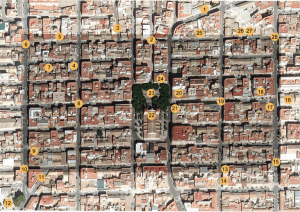 Vista aérea del Trazado Histórico de Almoradí en la actualidad. Fuente: Web http://almoradi1829.blogspot.com.es