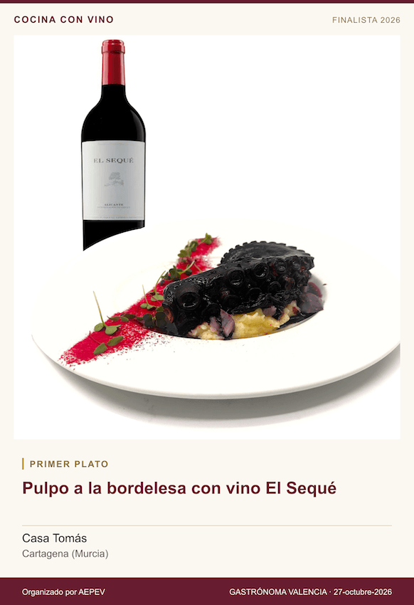 Pulpo a la bordelesa con vino El Sequé